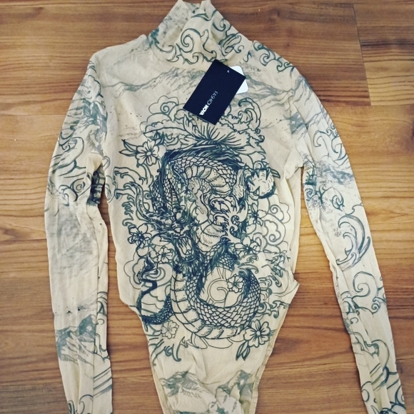 Fashion Nova Tops - FASHION Nova Light My Fire Mesh Bodysuit NWT